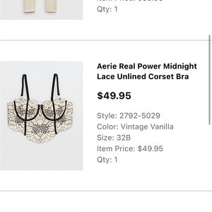 Aerie Real Power Midnight Lace Unlined Corset Bra